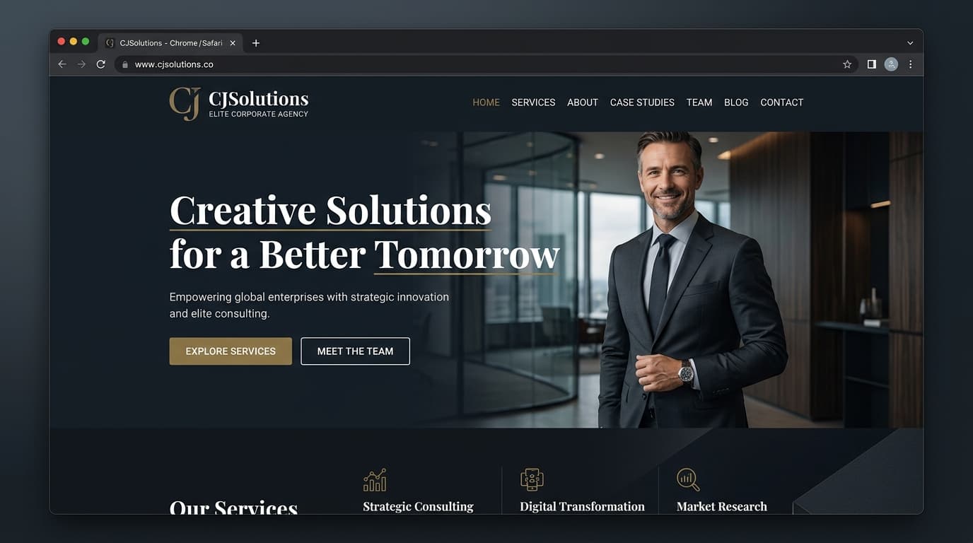 Custom modern website development showcase on laptop